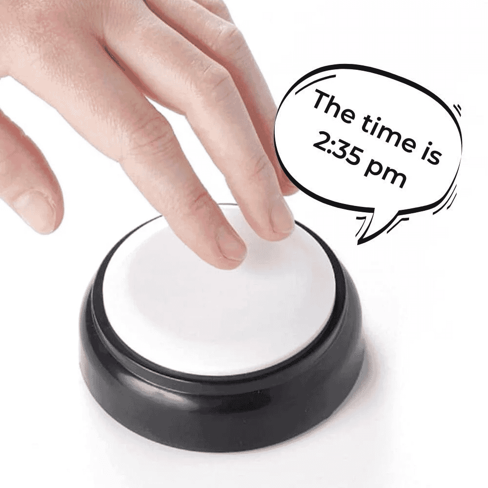 talking button alarm clock in use