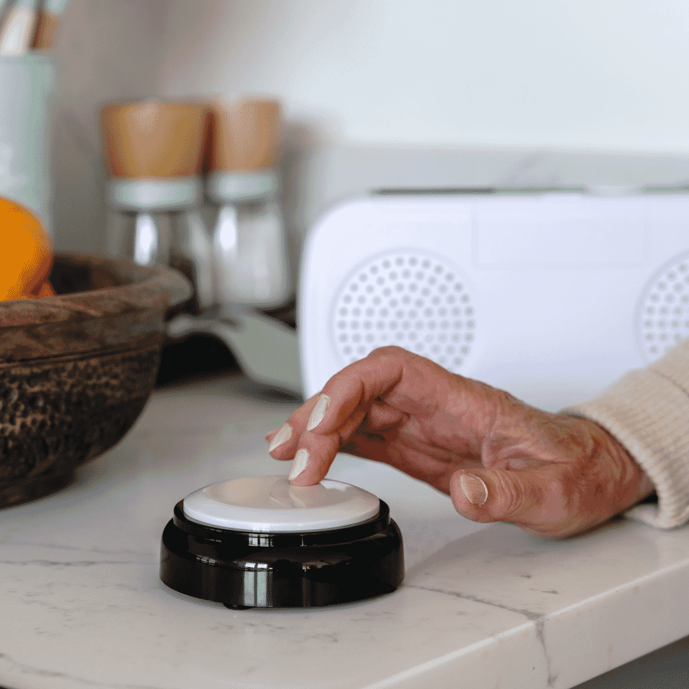 talking button clock around the house