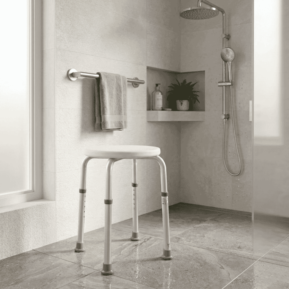 tall adjustable shower stool lifestyle