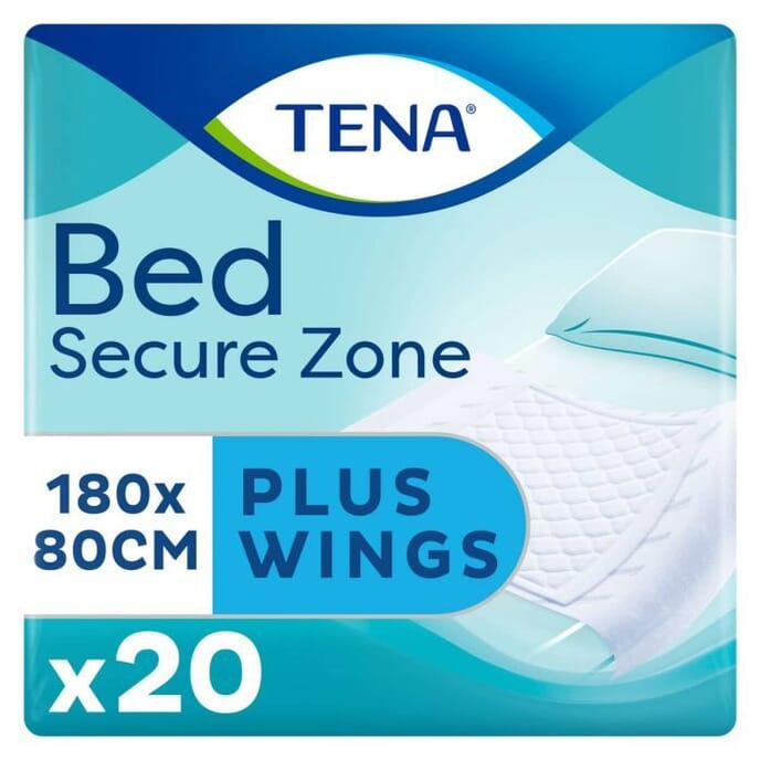 tena disposable bed and chair pads 180 x 80cm with wings pack of 20