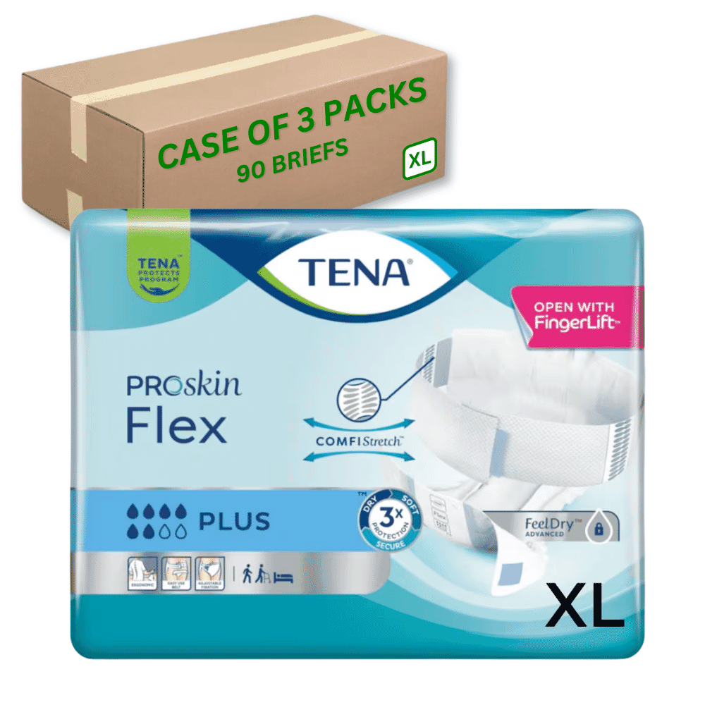 tena flex plus extra large case of 90
