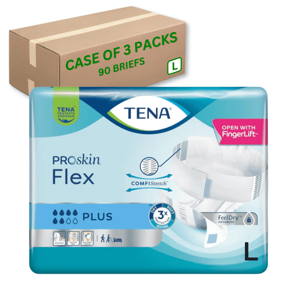 tena flex plus large case of 90