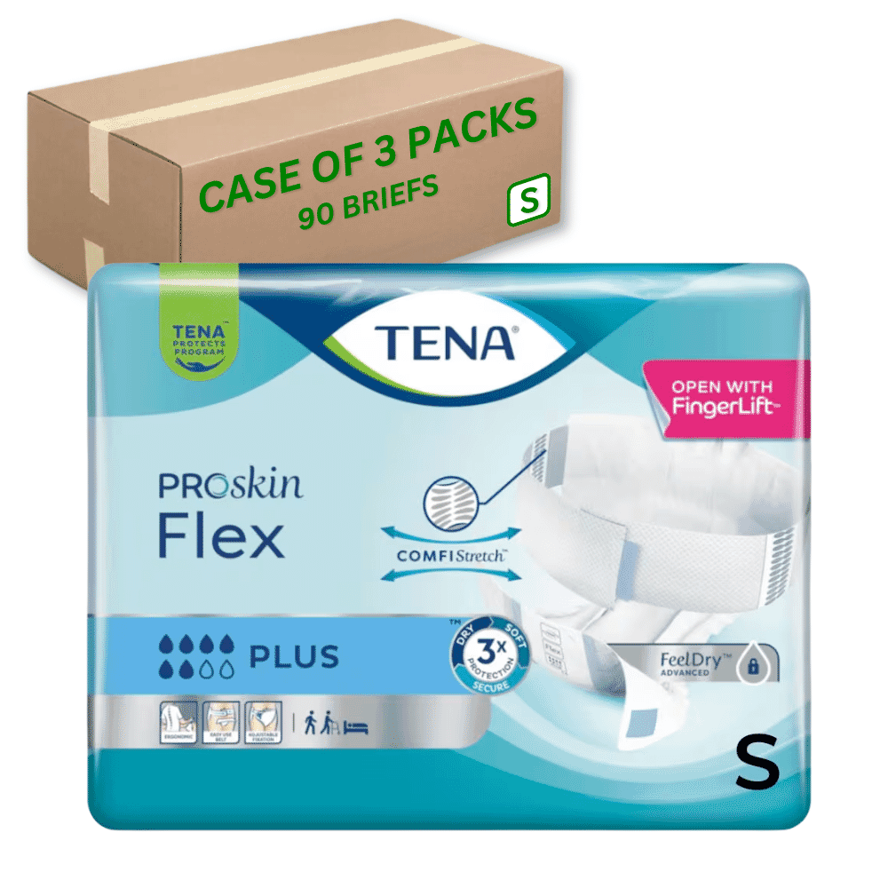 tena flex plus small case of 90 pads