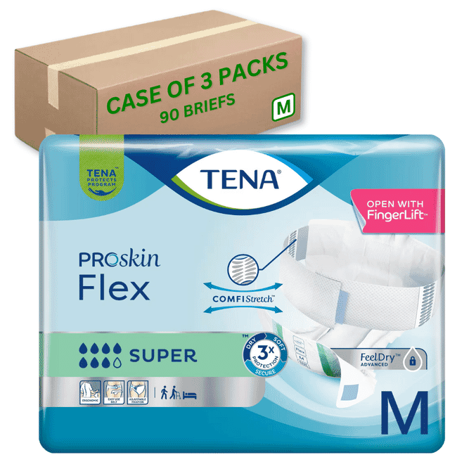 tena flex super medium case of 90