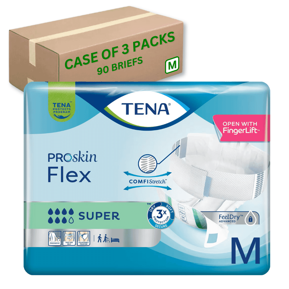 tena flex super medium case of 90