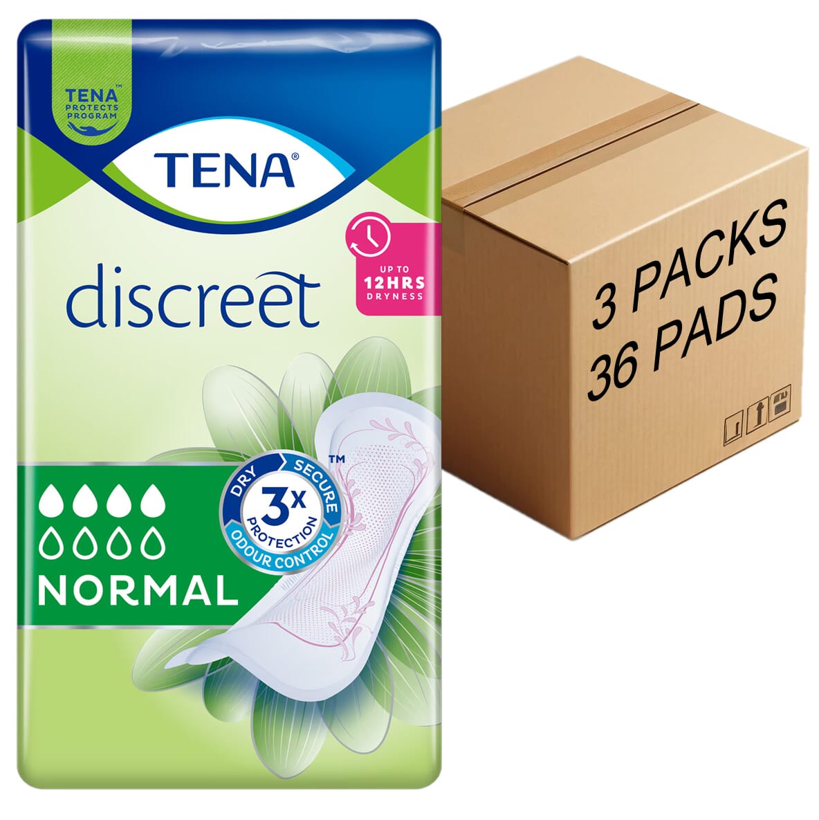 View TENA Lady Discreet Pads Normal 3 Packs 36 Pads information