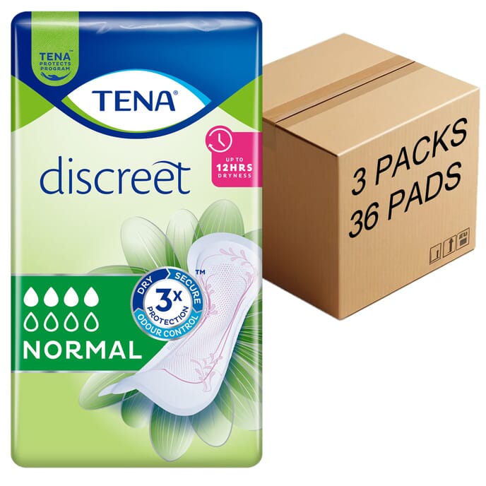 tena lady discreet pads normal 3 packs 36 pads