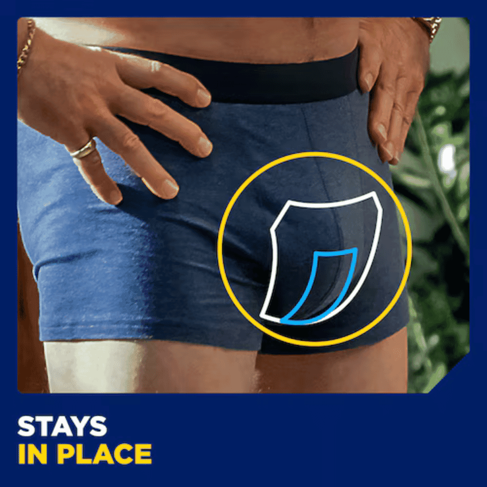 tena men absorbent protector stay in place