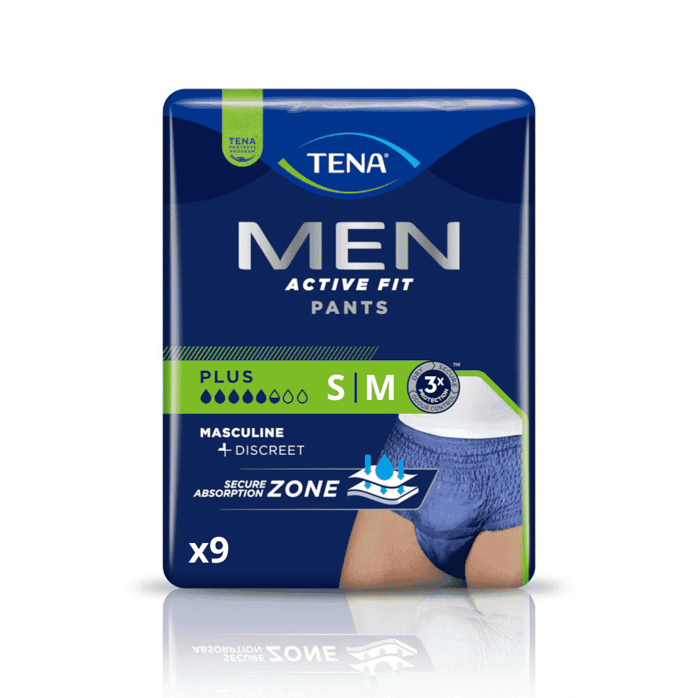tena men active fit pants plus s m pack of 9