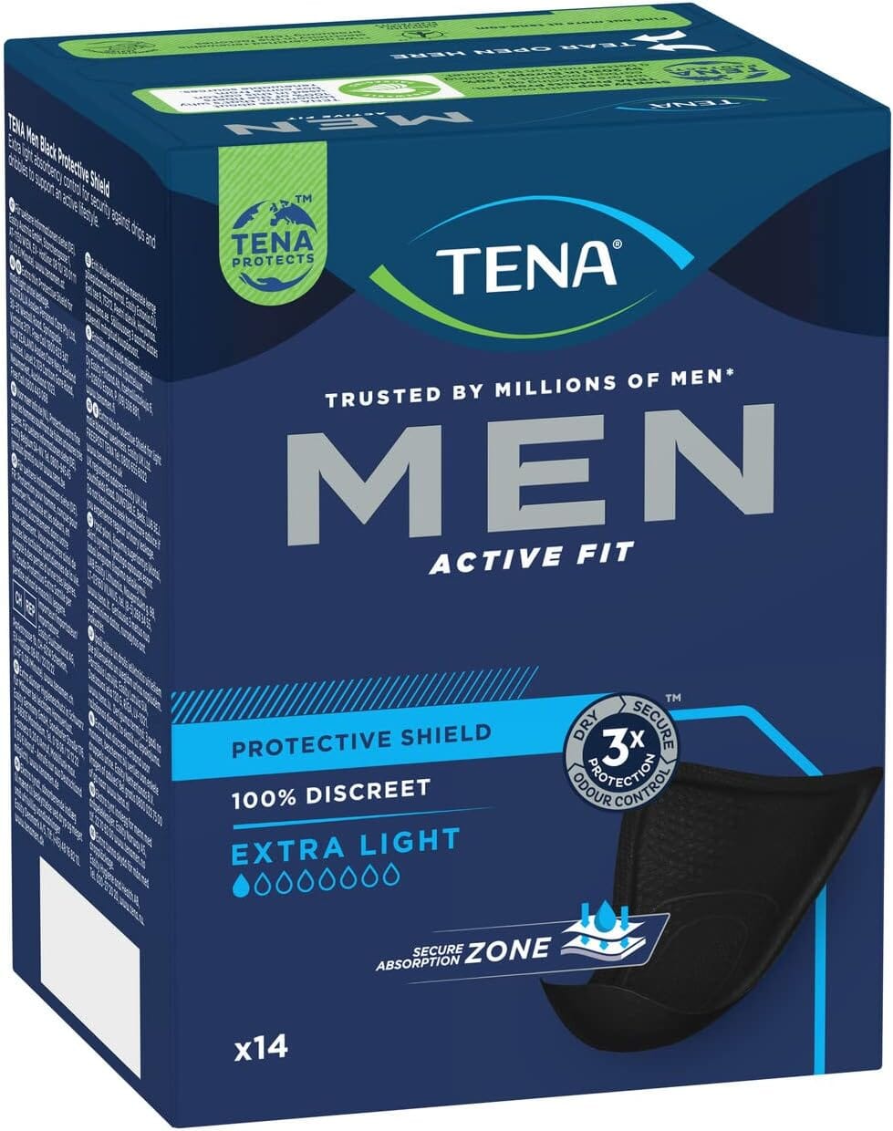 View TENA Men Protective Absorbent Shield 1 Pack of 14 Pads information