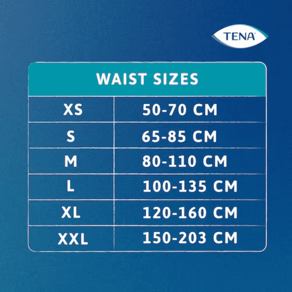 tena pants super size guide