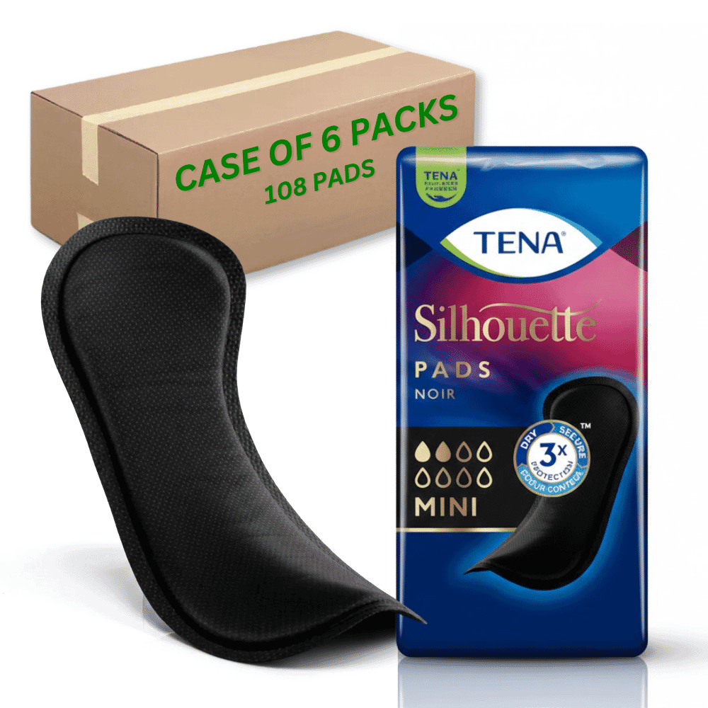 tena silhouette noir mini pads case of 108