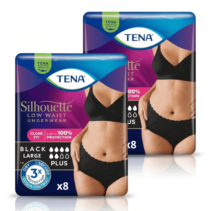 tena silhouette plus high waist pants large black case of 16