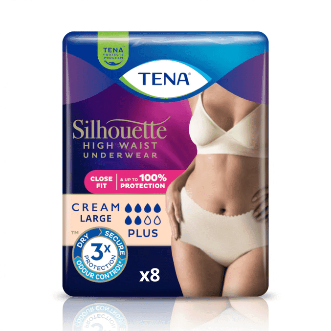 tena silhouette plus high waist pants large cream pack of 8
