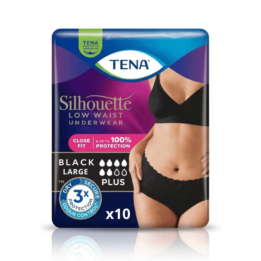 tena silhouette plus low waist pants large black pack of 10