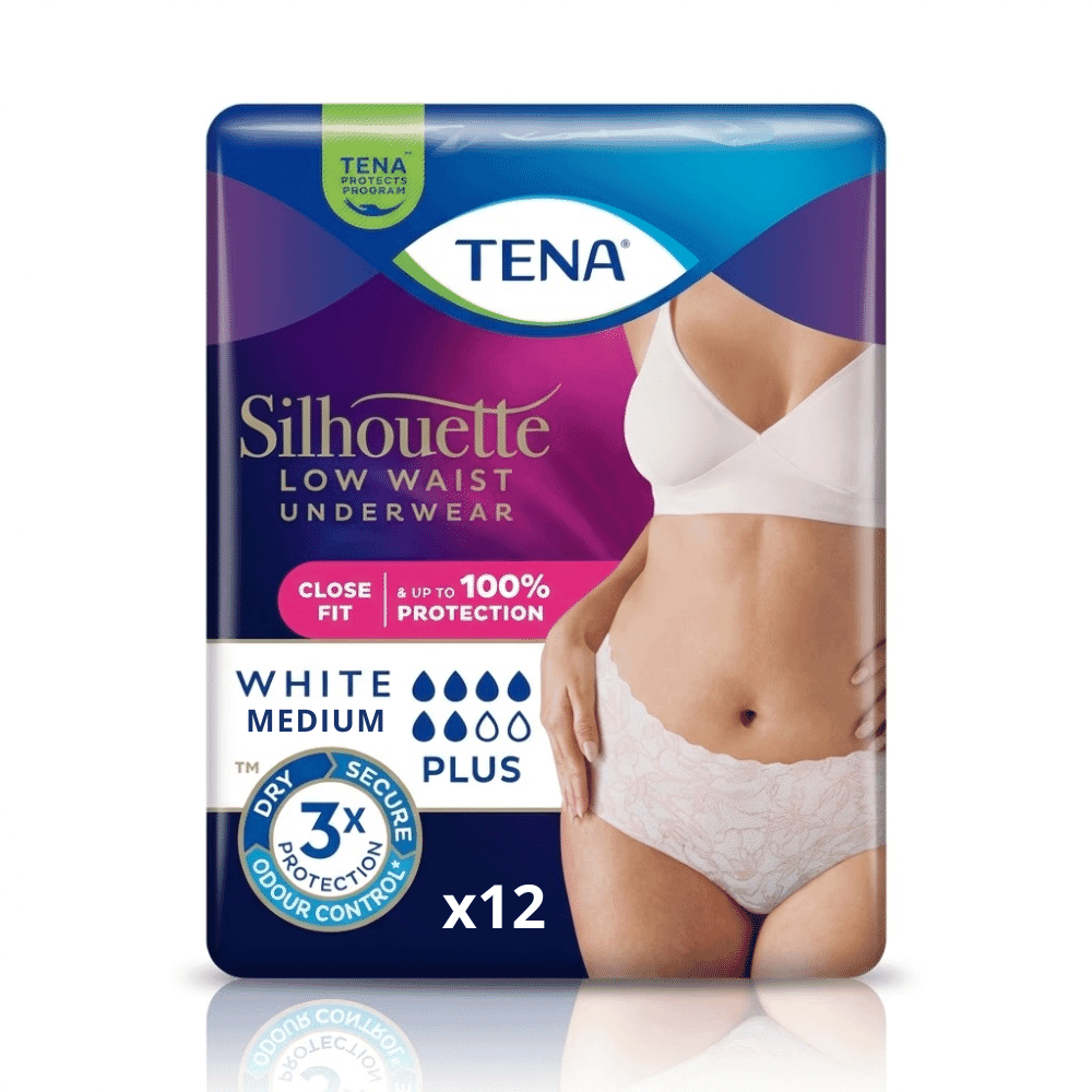 tena silhouette plus low waist pants medium white pack of 12