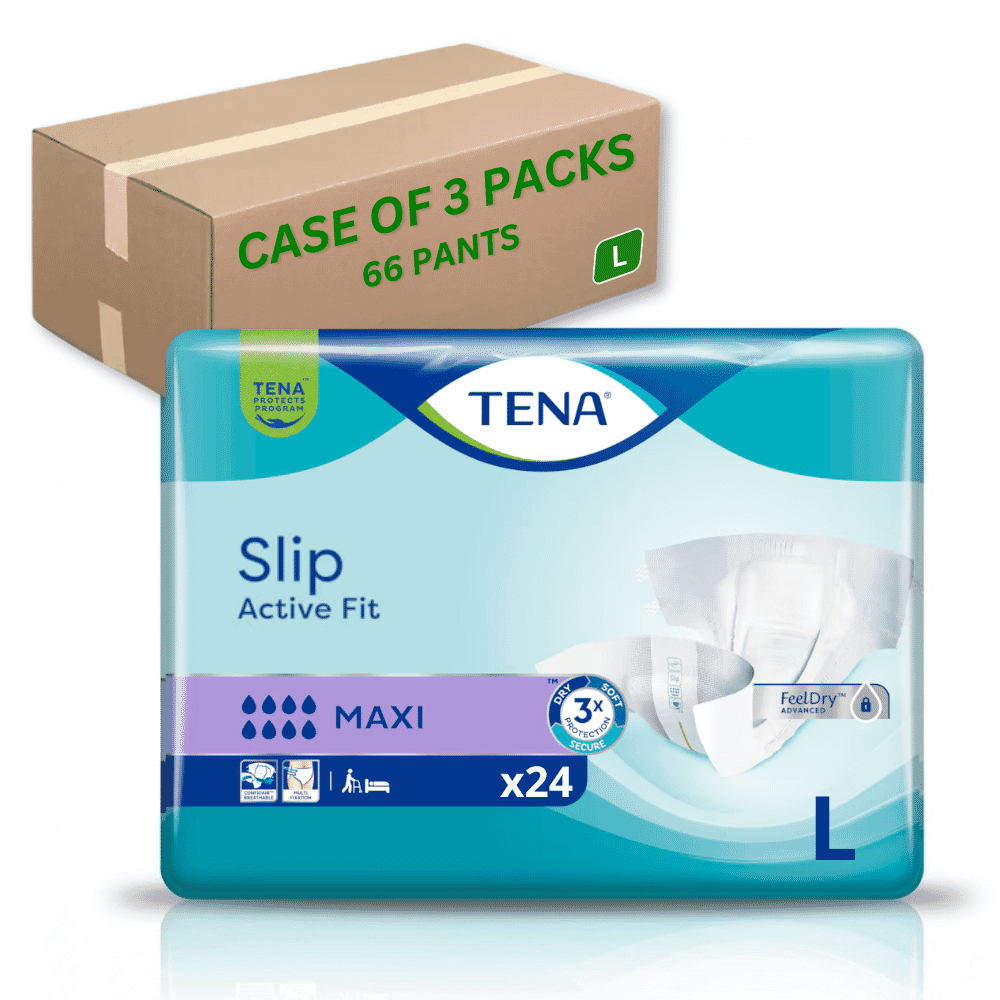 tena slip active fit maxi large case of 66
