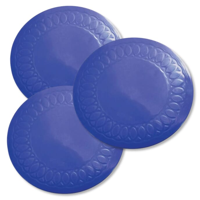 tenura anti slip circular mat coaster pack of 3 blue