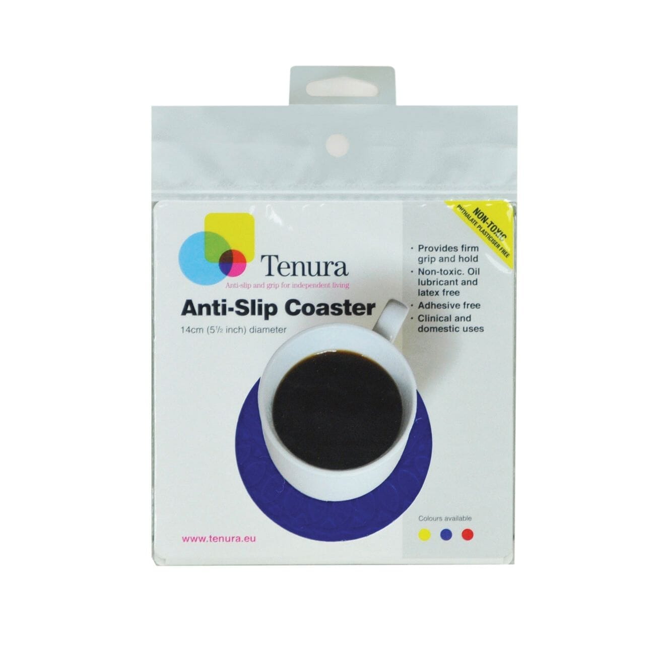 View Tenura Anti Slip Circular MatCoaster Pack of 3 Blue information