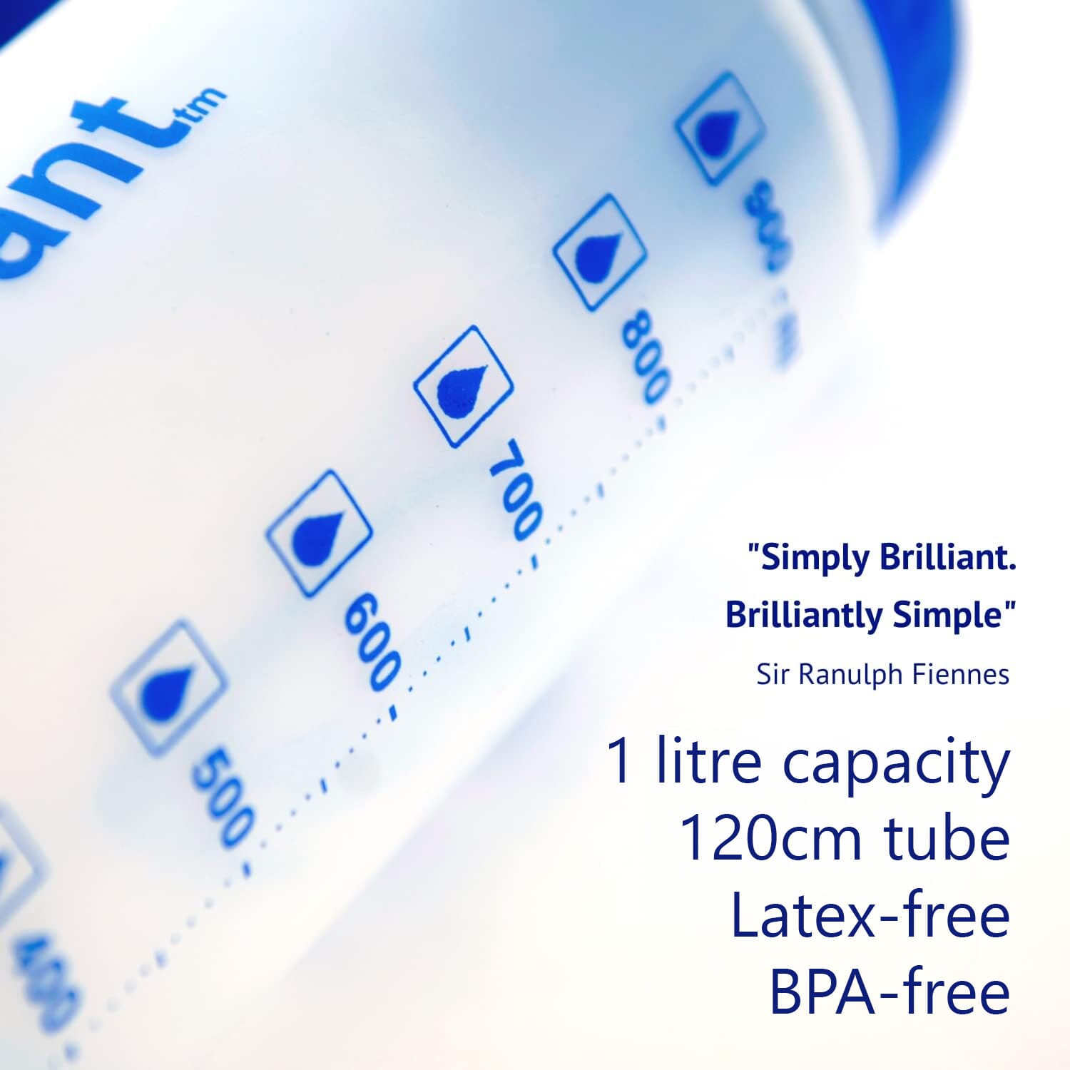 Hydrate For Health The Hydrant 1 Litre Drinking Bottle With Tube - Latex Free Hydration Solution