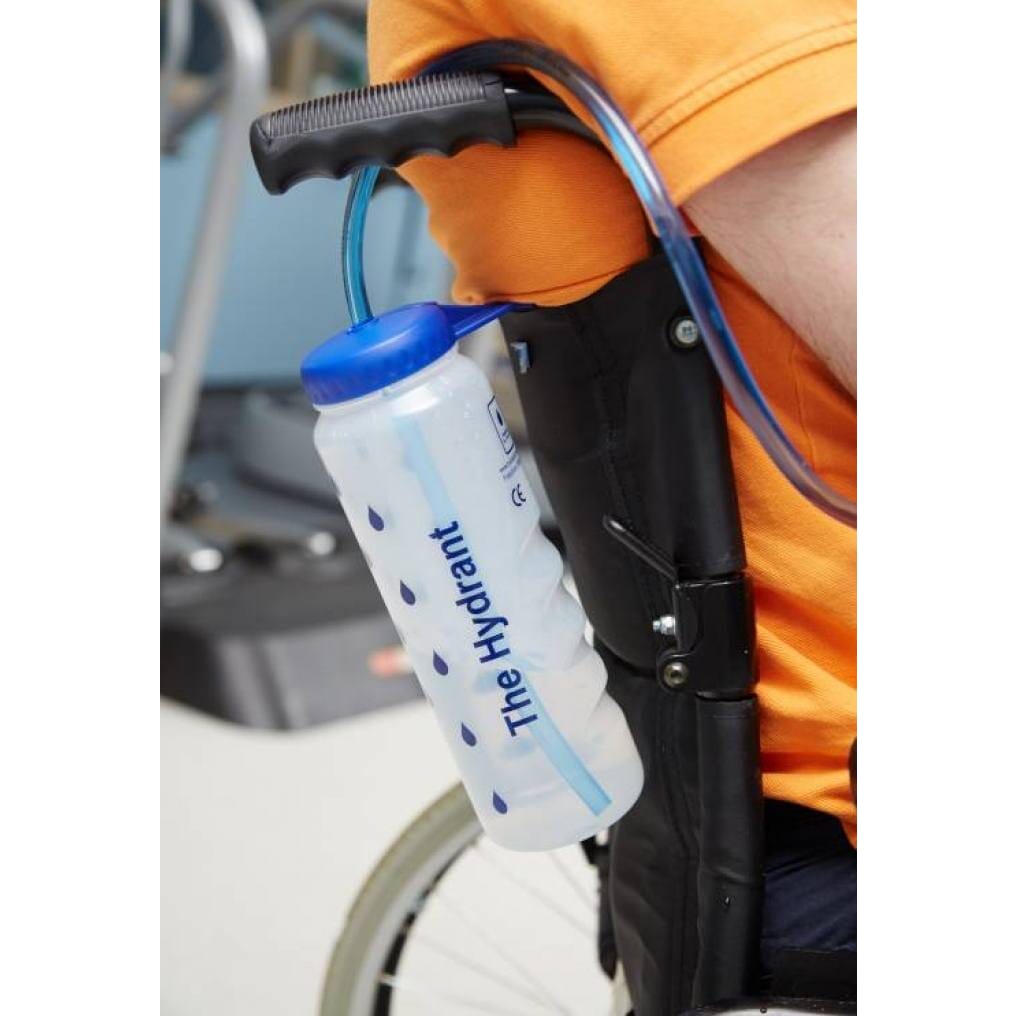 the hydrant attached to wheelchair