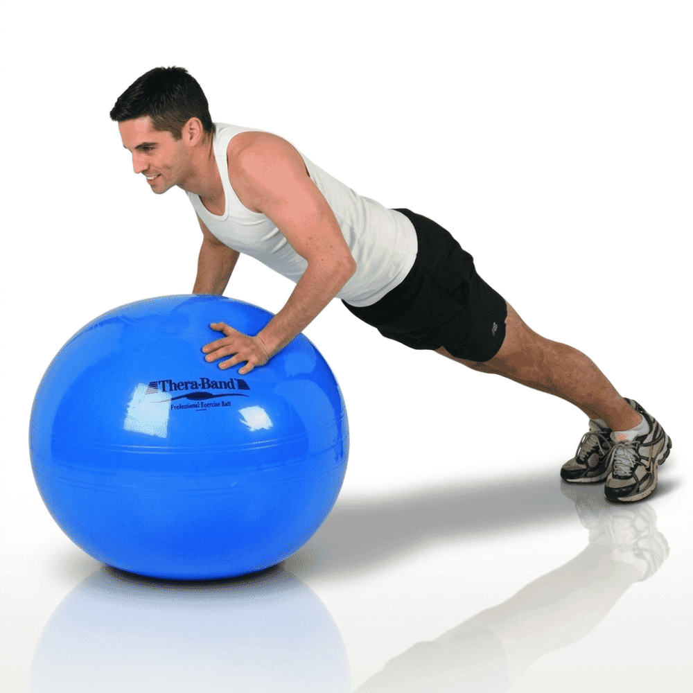 theraband exercise ball in use