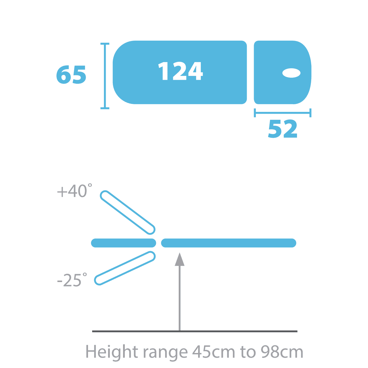 therapy 2 section couch electric basic head specs