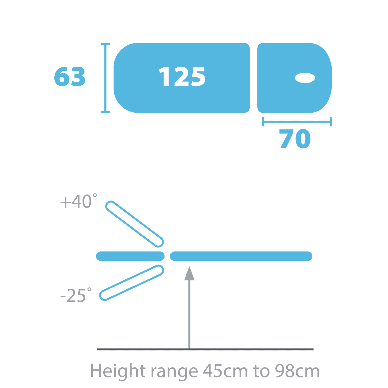 therapy 2 section couch electric standard head specs