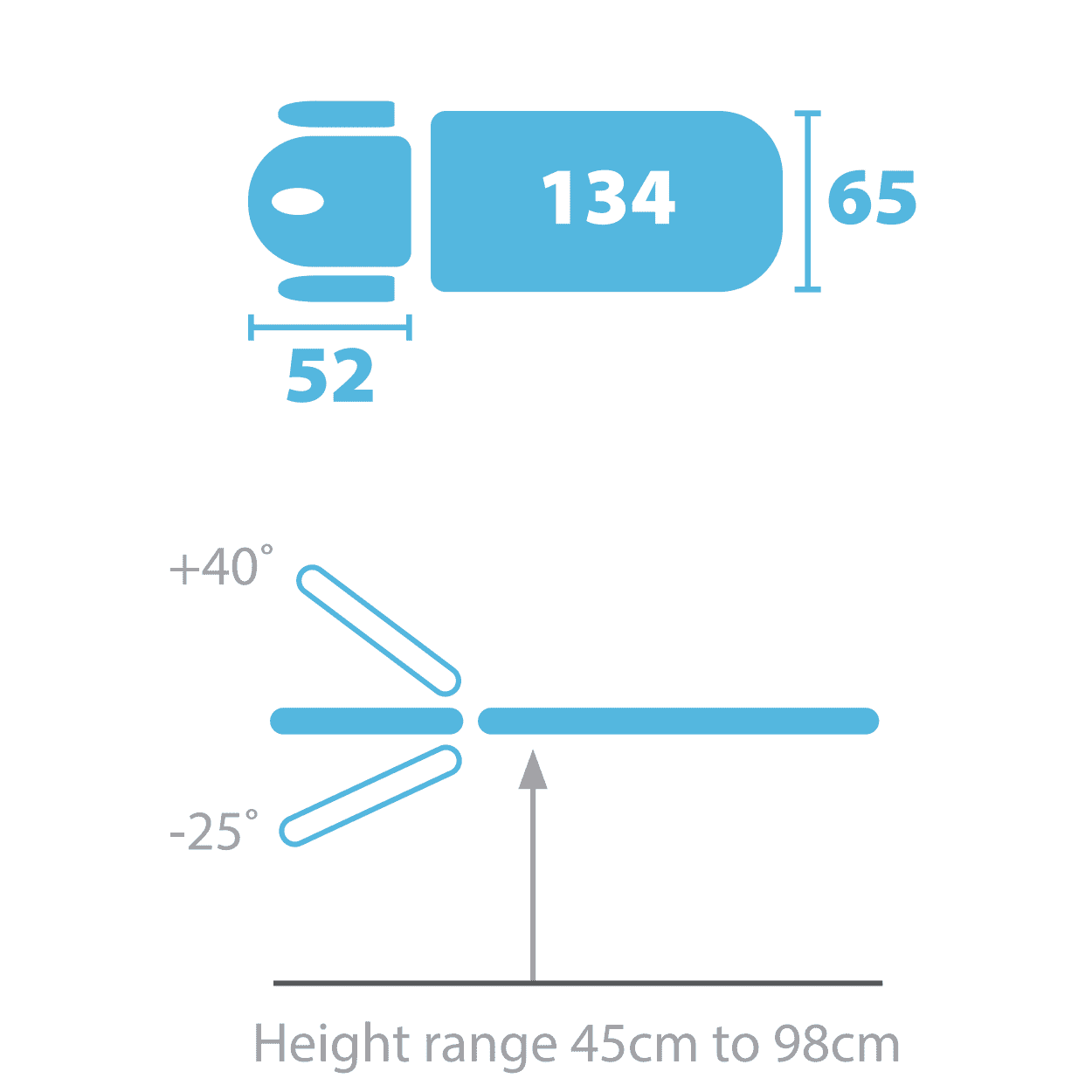 therapy 2 section couch hydraulic plus head specs