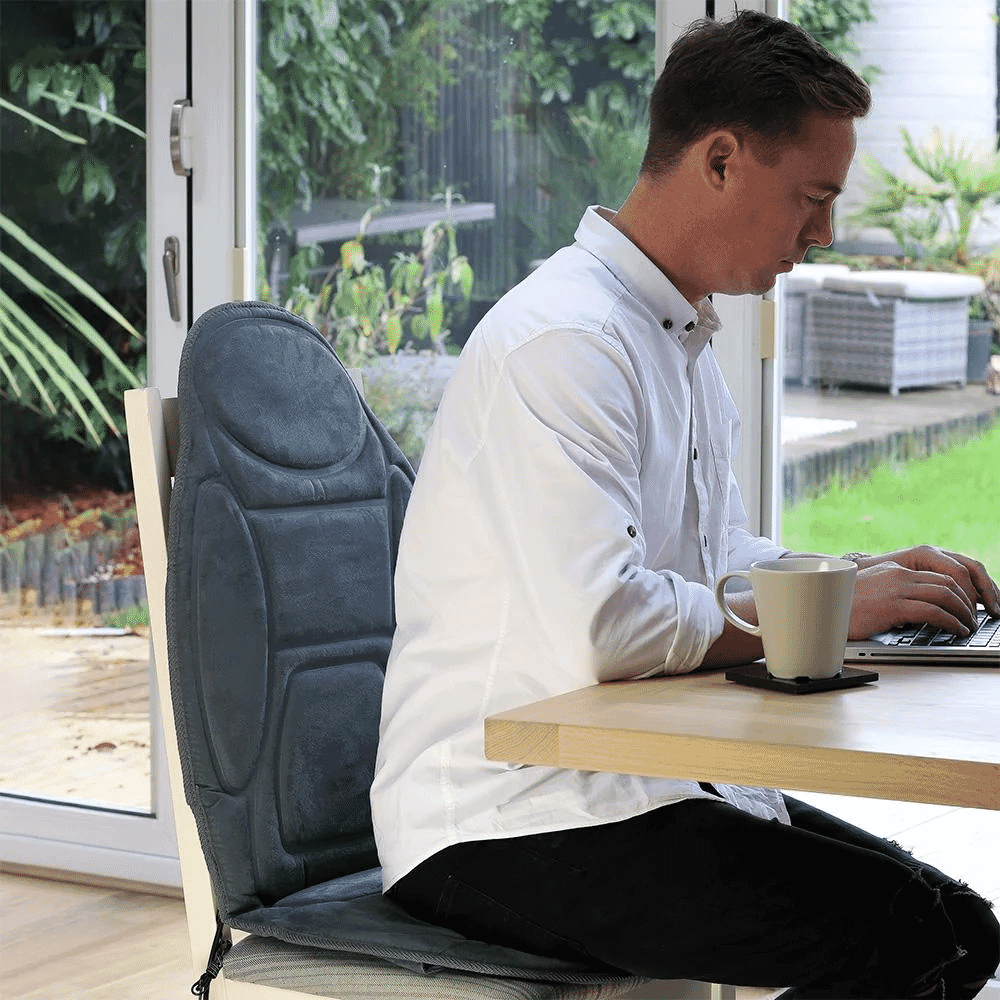 therapy heated back and seat massager in use