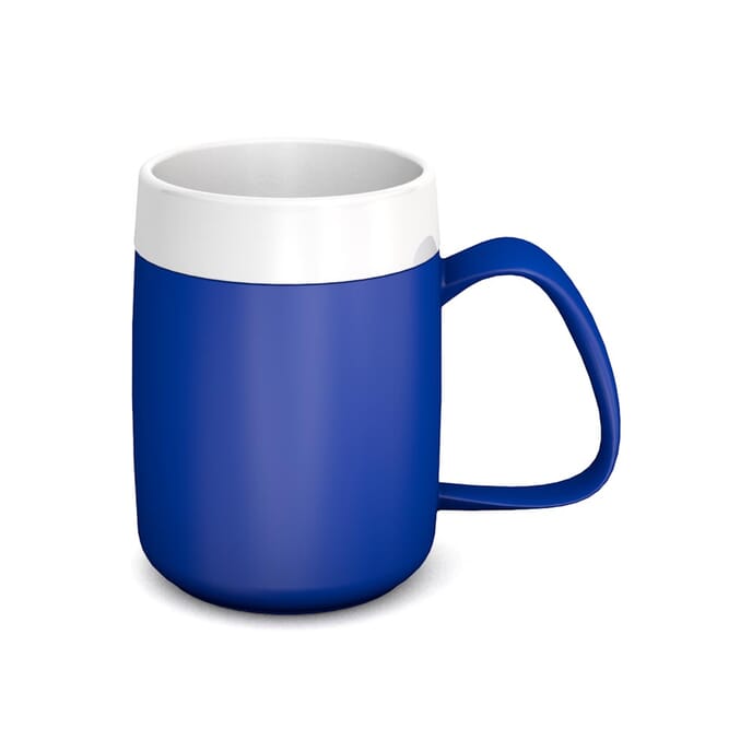 thermo mug blue white