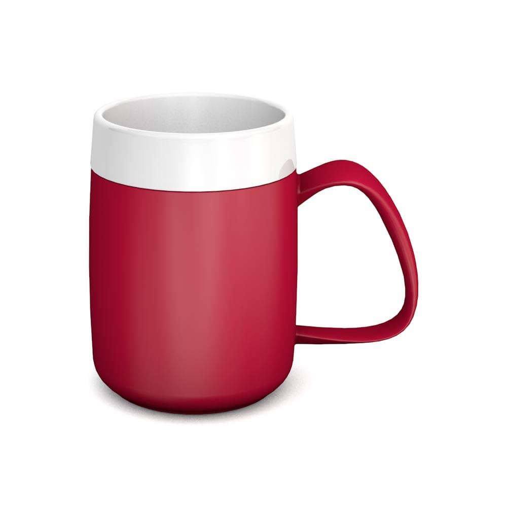 thermo mug red white