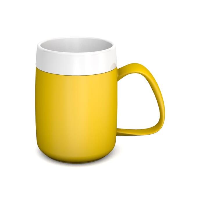 thermo mug yellow white