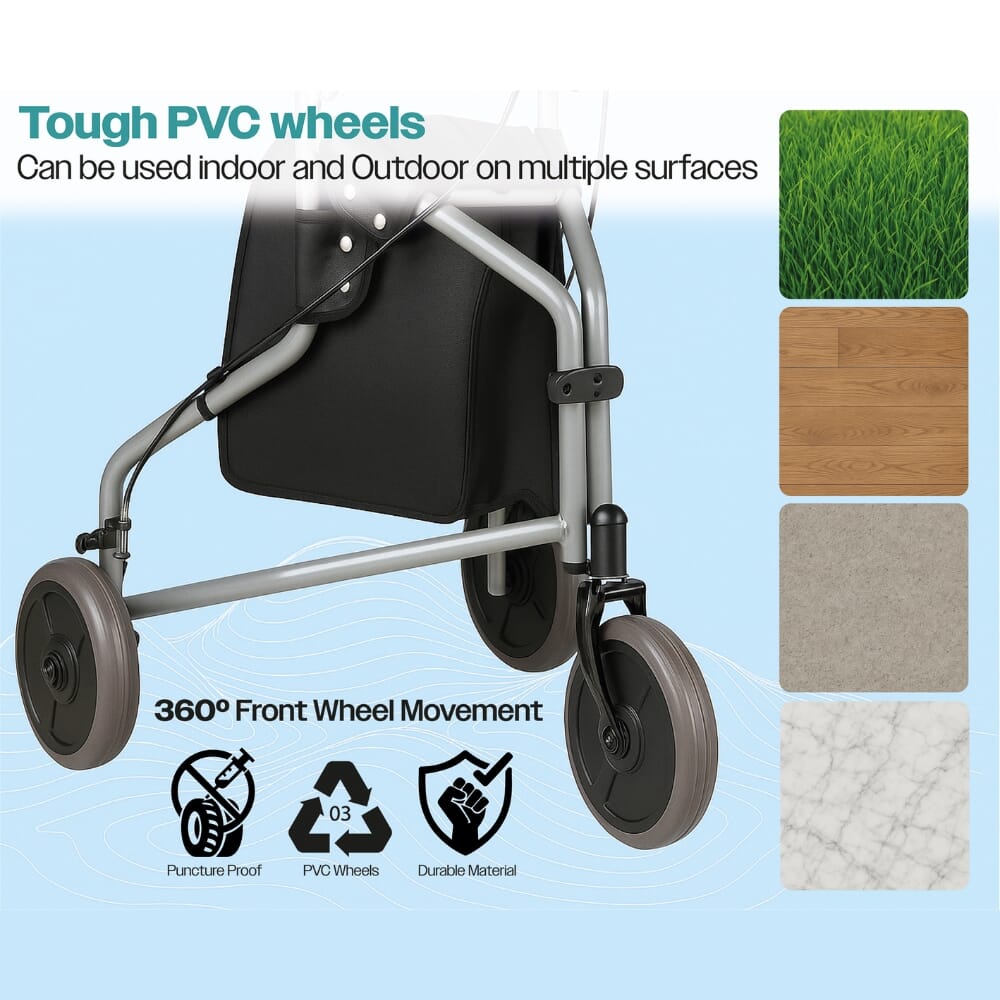 three wheeled walker pvc wheels