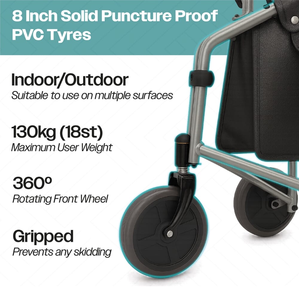 three wheeled walker silver puncture proof