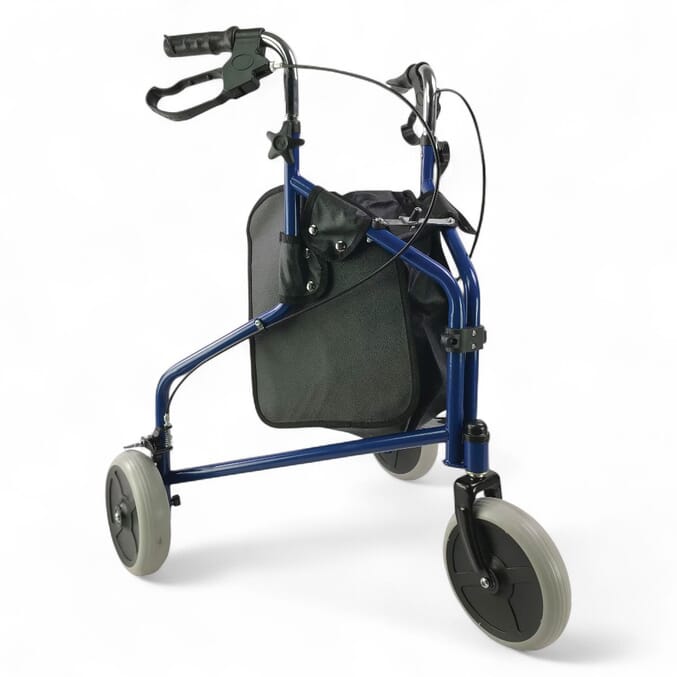three wheeled walker with bag