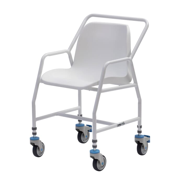 tilton mobile adjustable height shower chair 2 brake with fixed arms