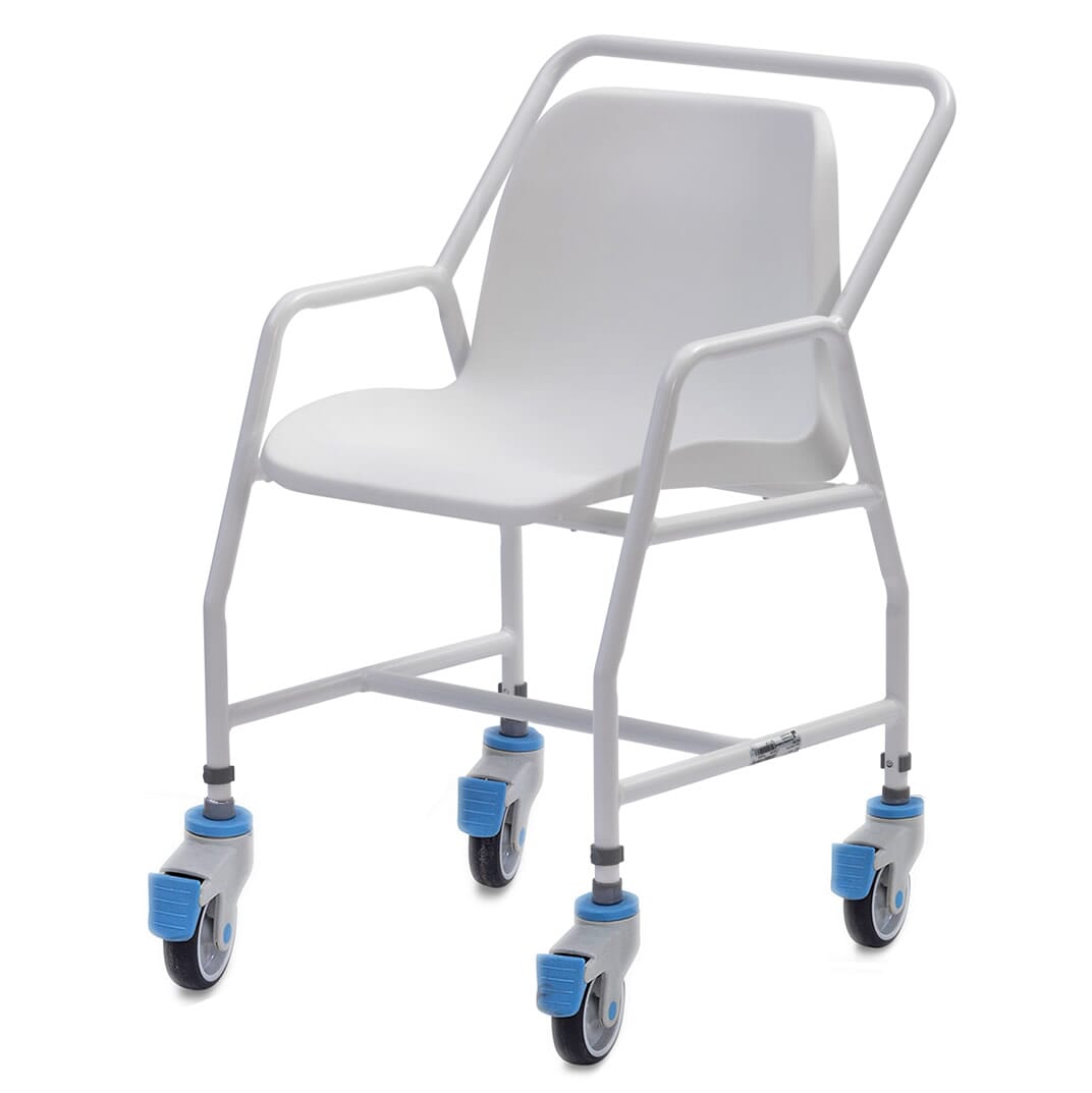 View Tilton Mobile Adjustable Height Shower Chair 4 Brake with Fixed Arms information