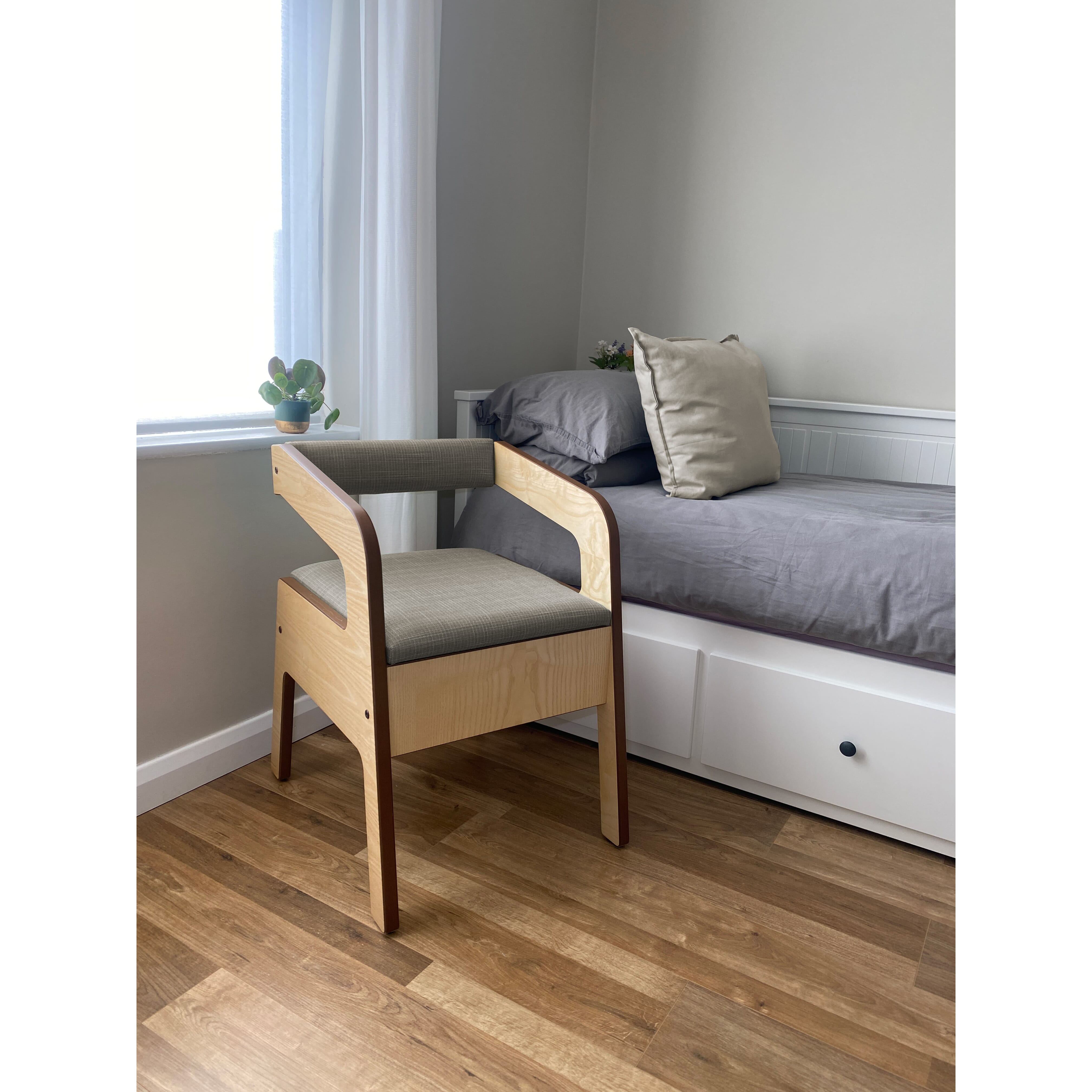 timberry scandi commode ash frame beige upholstery 3