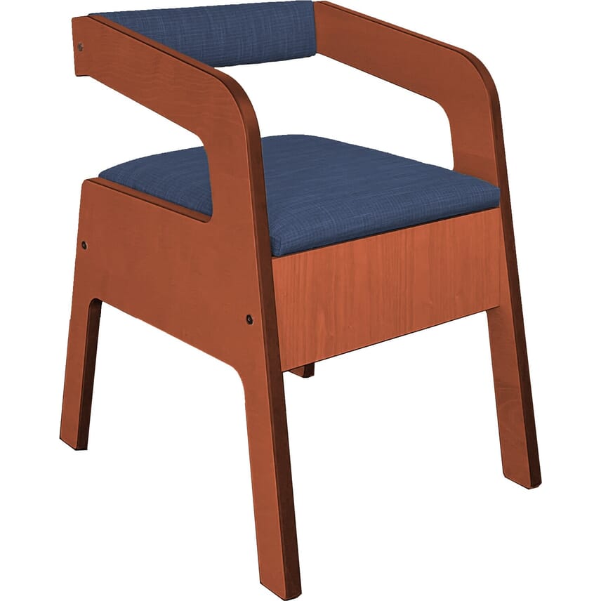 timberry scandi commode walnut frame blue upholstery