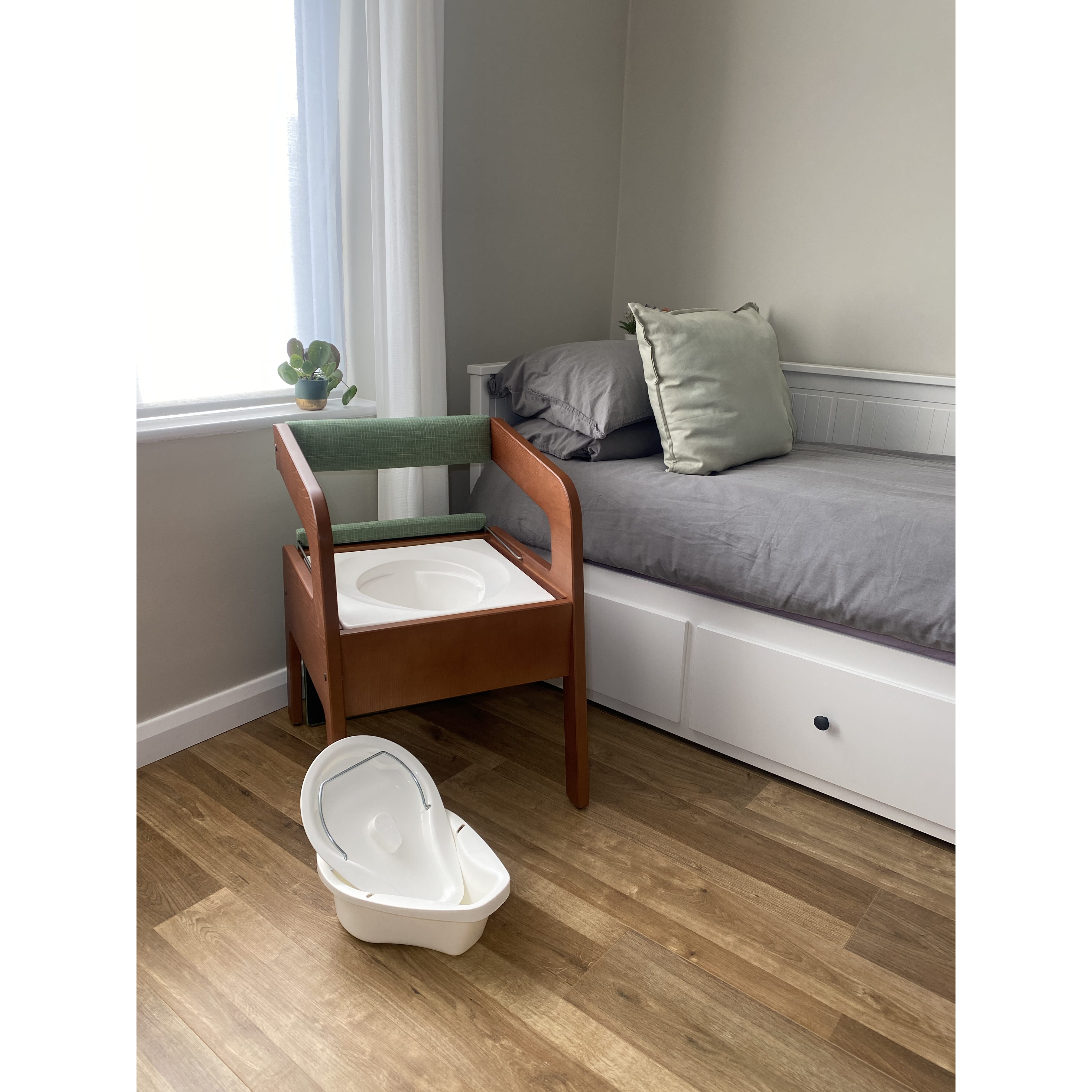 timberry scandi commode walnut frame green upholstery 4