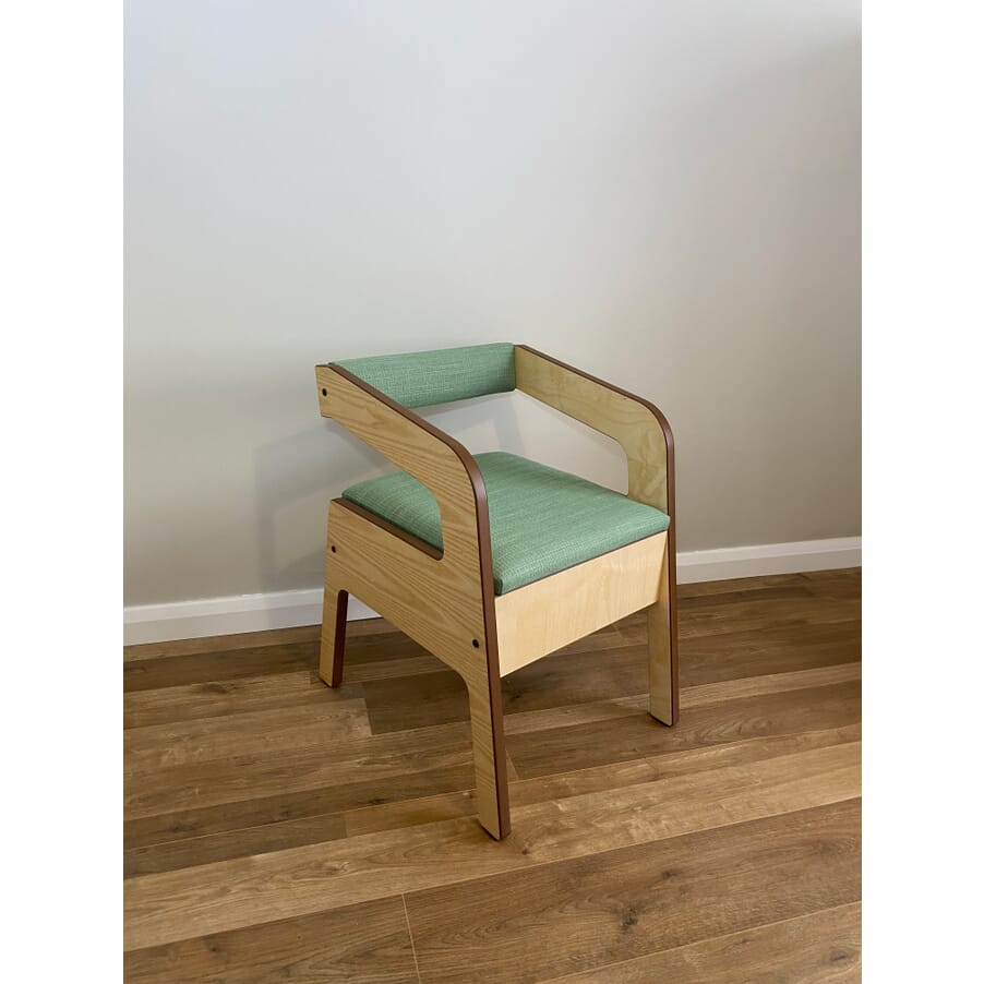 timberry scandi petite commode ash frame green upholstery
