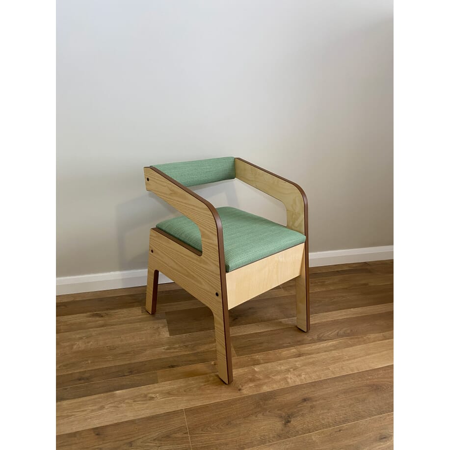 timberry scandi petite commode ash frame green upholstery