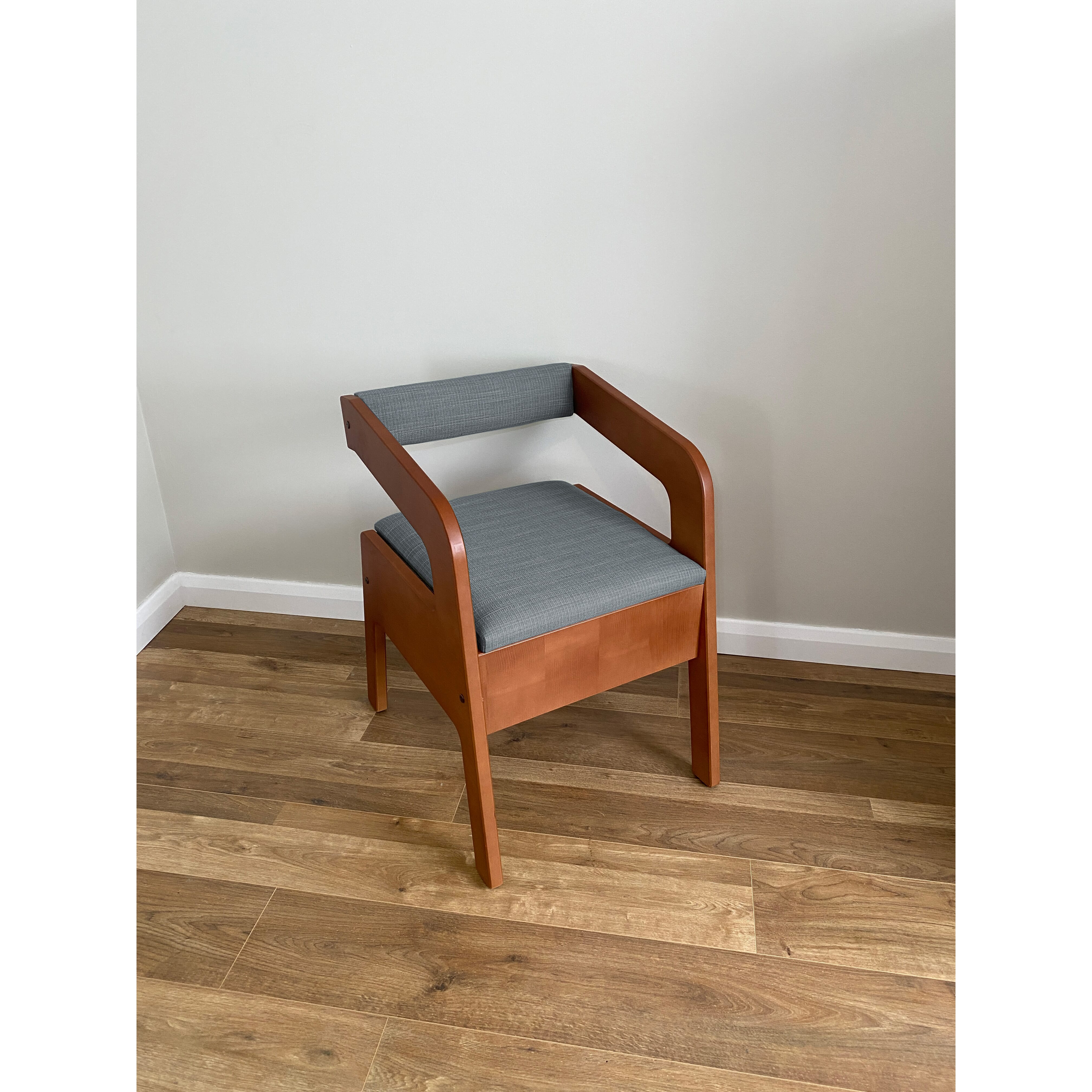 timberry scandi petite commode walnut frame grey upholstery 2