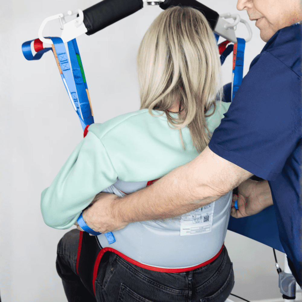 toilet access sling with carer