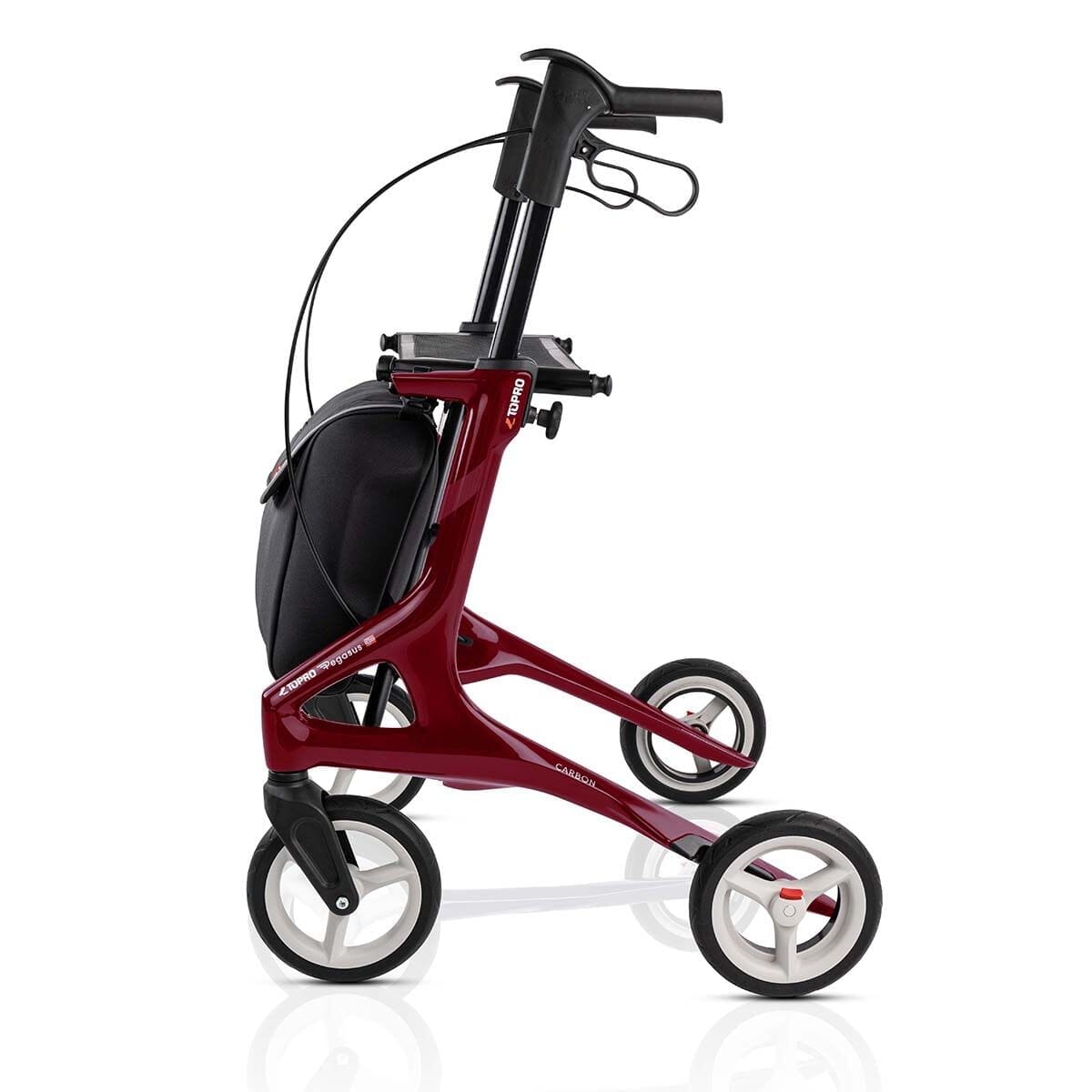 topro pegasus carbon fibre rollator red side on