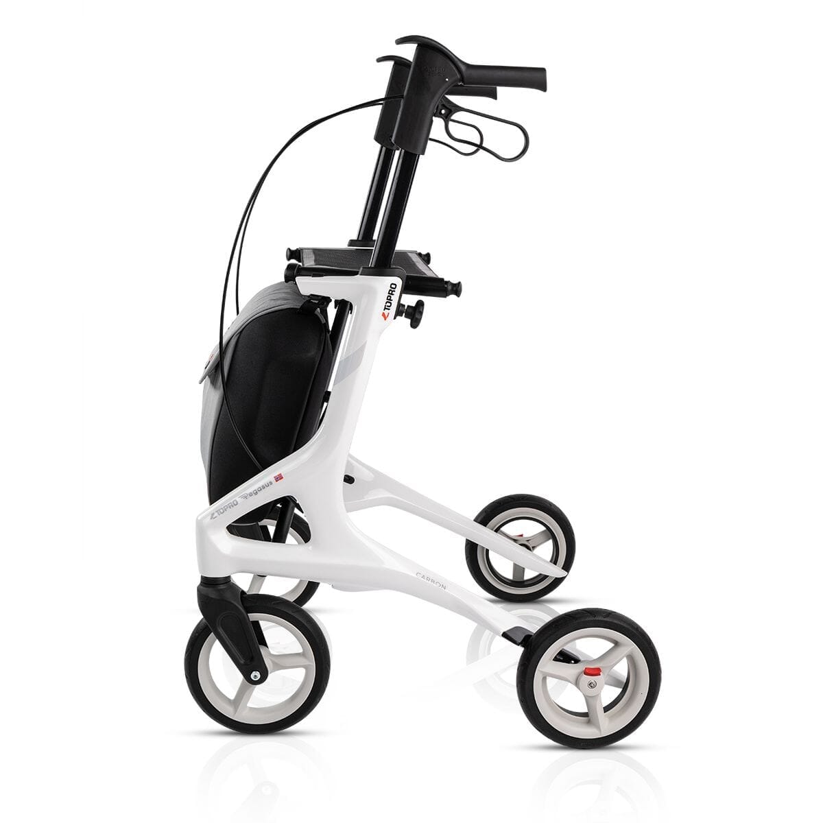 topro pegasus carbon fibre rollator white side on