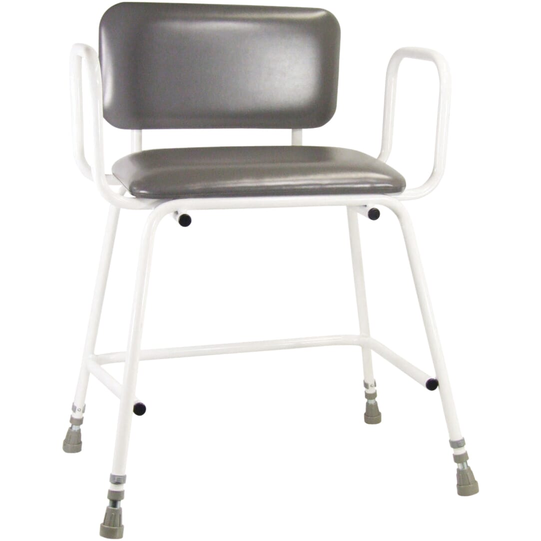 torbay bariatric padded perching stool with armrests with padded back