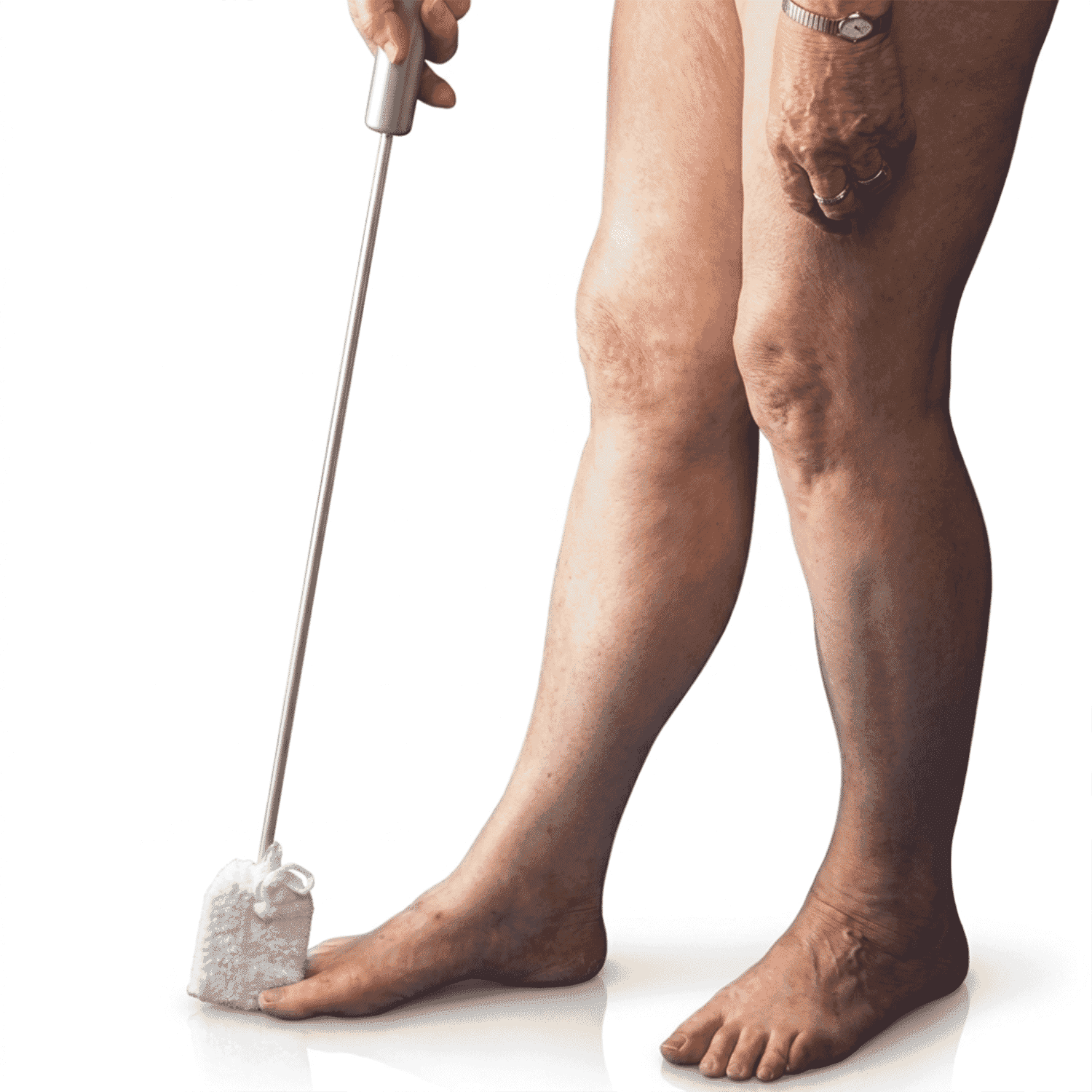 towelling toe washer in use