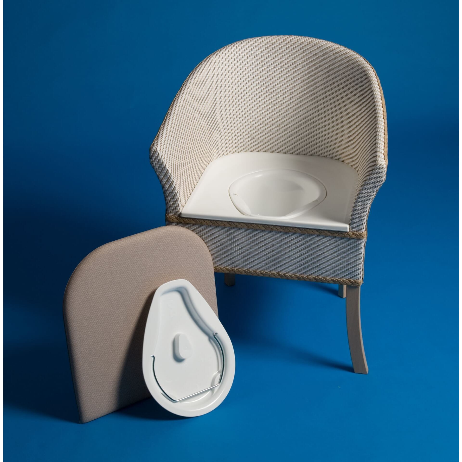 traditional bedroom commode showing pan and cover